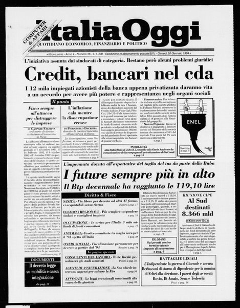 Italia oggi : quotidiano di economia finanza e politica